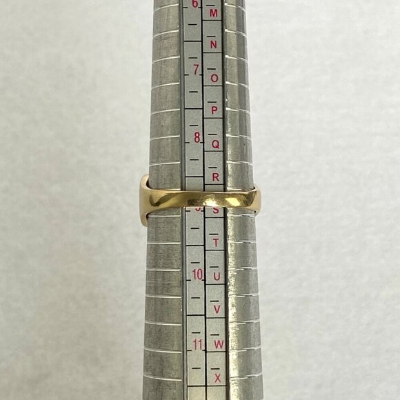 Gold Vermeil Sterling Silver 925 Prong Set Oval Amethyst CZ Wide Band Ring Sz 9 - Picture 9 of 16